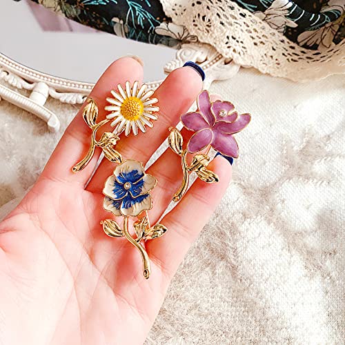 Image of Enamel Daisy Flowr Brooch Pin,Cute Sun Flower Suit Lapel Pin Plant Gladdon Flower Coat Pin Clothes Accessories Wedding Party Jewelry for Women Girl