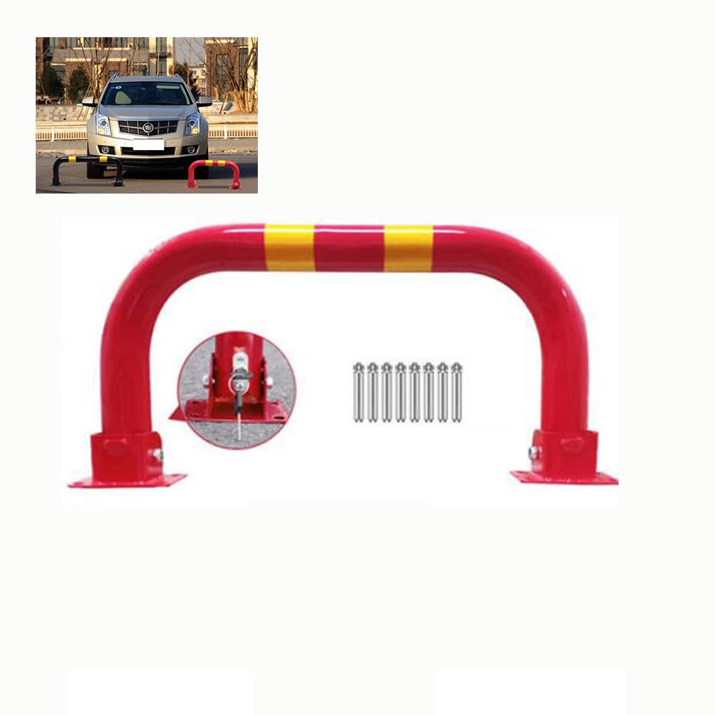 IUBGFTO Anti-Theft Safety Lock with Keys Parking Barrier Lock, Occupied Arch Stopper Lock for Cars Trailers Rv ATV Auto Tires Heavy Duty Wheel Thickened Anti-Collision/Red (Red 70X33Cm)