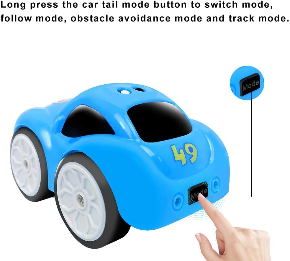 Ruzarth 2.4GHz RC Cartoon Car for Kids | Auto Follow Track Sensor Mode, Obstacle Avoidance, Music & Lights | Remote Control Toy Car for Best Gift Toddlers Boys Girls. (Green) 4