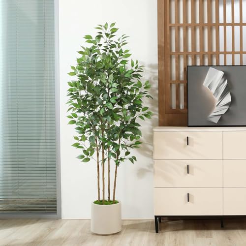 Soguyi EAN-DBPDGLTRS1.8M-1 Ficus Artificial Tree 6Ft Fake Silk Plant For Home Decor Indoor thumb #7