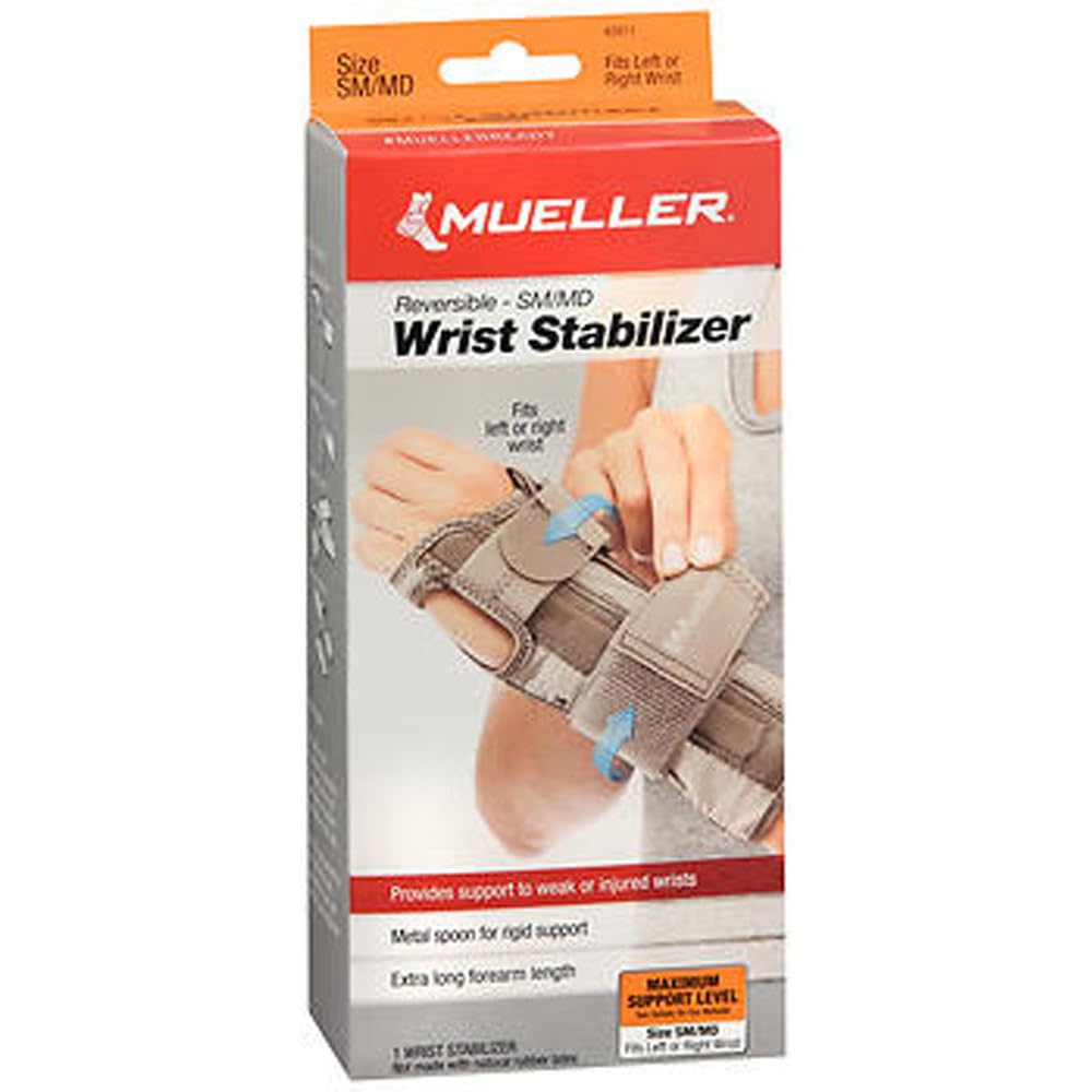 Mueller Stabilizzatore Per Polso Tunnel Carpale - Taglia Small/Medium - Con Stecca Metallica, 2 Cinghie - Confezione Da 2, Senza Lattice