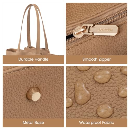 Image of LOVEVOOK Laptop Tote for Women - 15.6 Inch Faux Leather Laptop Bag with Clutch, Large Capacity Office Purse Computer