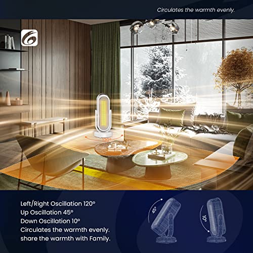 Hon&Guan Keramische ventilatorkachel, oververhittingsbeveiliging, met 3 warmtestanden, verwarmingstoren met afstandsbediening, energiebesparend stil, timer en vrije oscillatie, 2000 W - Afbeelding 4