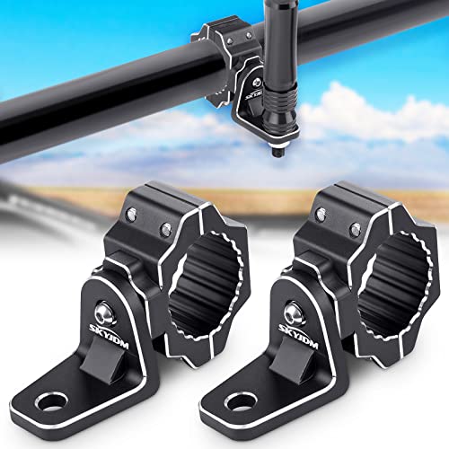 SKYJDM 2 PCS UTV Flag Mount, Aluminium Heavy Duty 360° Rotating Flag Hole Adjustable Whip Light Mount for 1.75