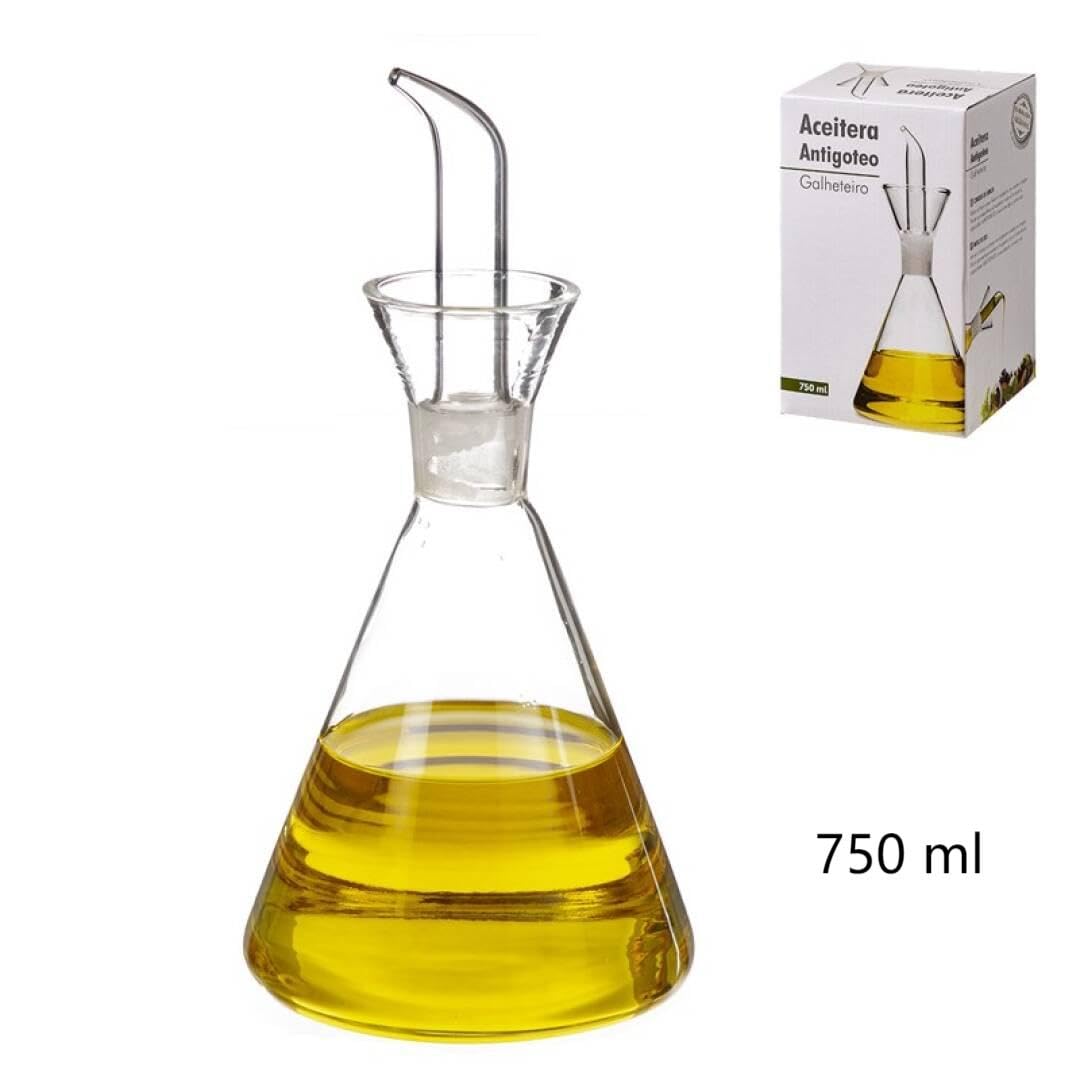 D'CASA dcasa-Aceitera antigoteo Cristal 1000 CC en Caja, 1000 ml