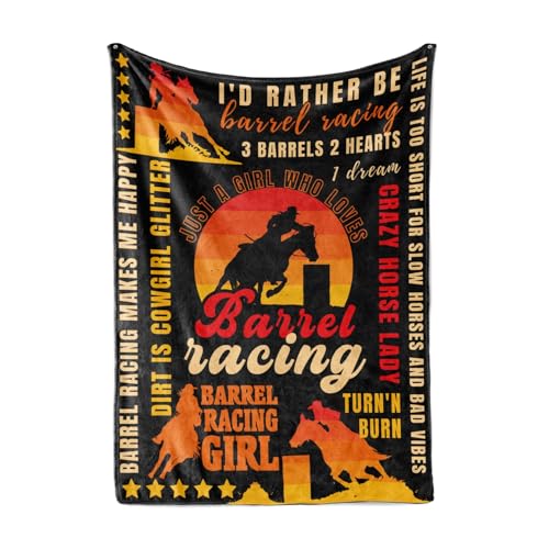Huglanket Barrel Racing Stuff, Barrel Racer Gifts for Women, Perfect for Birthday/Christmas, 50'' x 65'' Unique Design Flannel Plush Blanket, Just a Girl Who Loves Barrel Racing