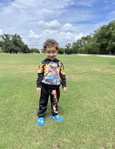 Image of Toddler Boy Clothes Dinosaur Printed Hoodies Toddler Clothes for Boys Long Sleeve Sweatpants Set T-Rex Outfits 3-7t