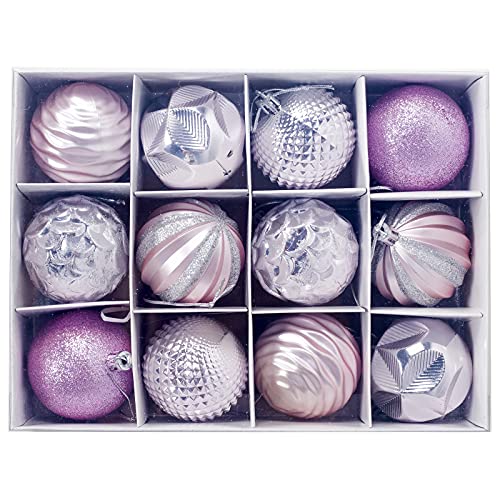 reshare - Boules de Noël 6cm - 12 Pièces - Ornements Décorations d'arbre de Noël - Rose Cover