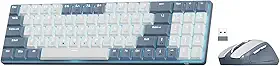 Kit Mouse e teclado mecânico sem fio Redragon BS-8772 GW Cinza e Branco