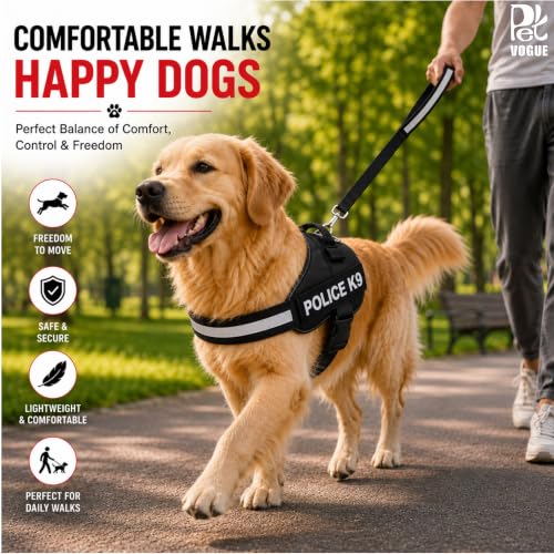 Image of PetVogue Dog Harness, No-Pull Reflective Dog Vest, Breathable Adjustable Pet Harness with Handle for Outdoor Walking - No More Pulling, Tugging or Choking (Black, S)