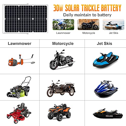 Image of SOLPERK Solar Panel Kit 30W 12V, Waterproof Solar Battery Trickle Charger Maintainer + Upgrade Waterproof Controller + Adjustable Mount Bracket for Boat Car RV Motorcycle Marine Automotive