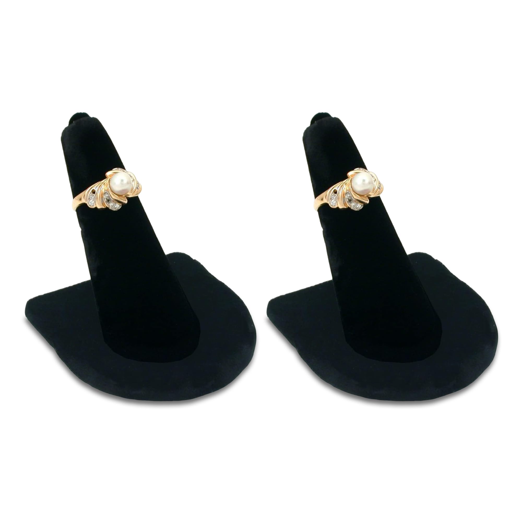 Black Velvet Ring Display Stands – Plush Ring Finger Jewelry Holder for Retail, Tradeshow, Showcase & Presentation Display – Perfect for Wedding, Engagement, and Anniversary Rings (2, Black)