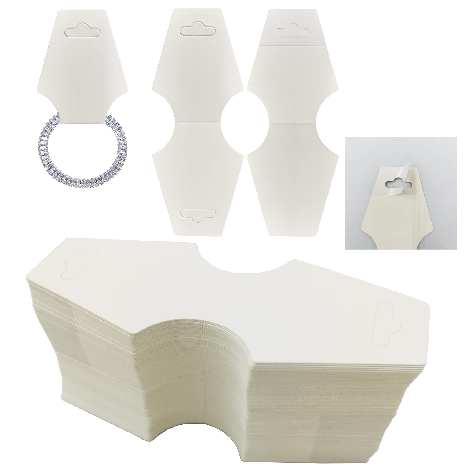 Dugyirs White 200 Pieces Necklace Display Cards Bracelet Display Cards,Self Adhesive Jewelry Packaging Card For Necklaces, Bracelets,Hair Band Display(White)