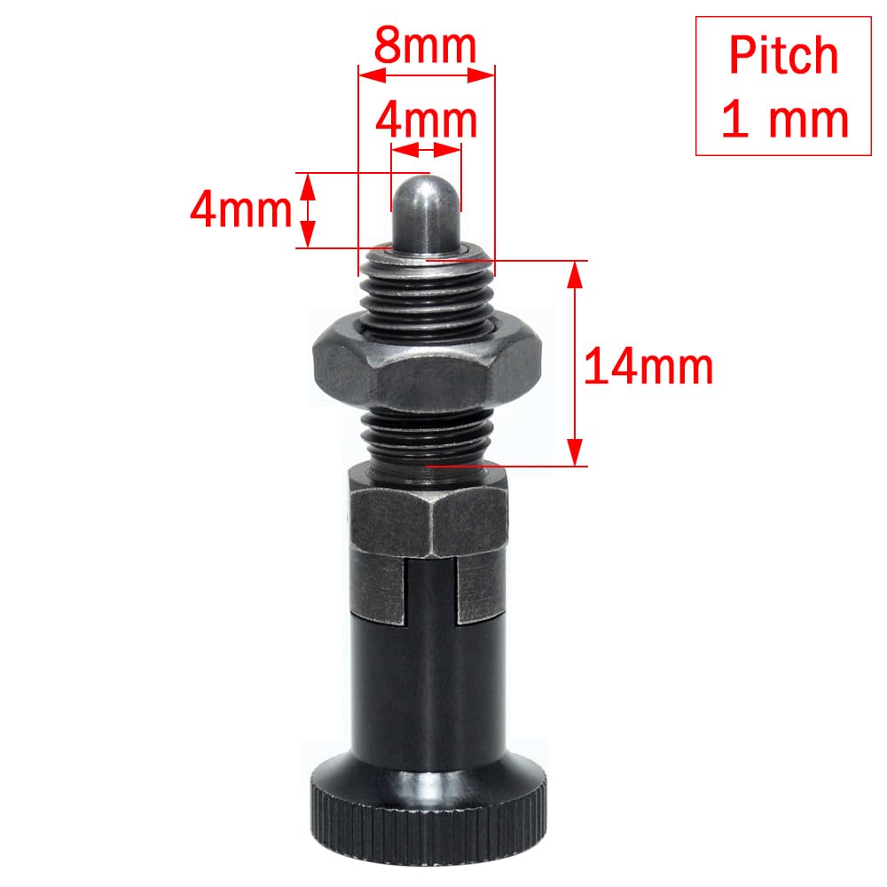 AUZHU- PTQS - Metric- Steel Indexing plungers Locking plungers with Rest Position Spring plungers Locating plungers Dowels Positioning Elements Safety pins Wheel Bolts Size: M8 mm - Pitch 1 mm