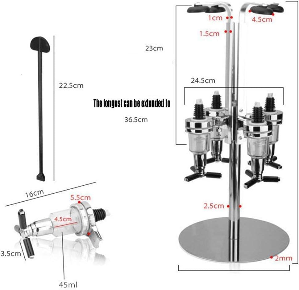 Wine Racks Free Standing Wine Rack Metal Pour Wine Shelf 4-Head Rotary Creative Wine Divider for Kitchen Bar (24.5 * 24.5 * 51Cm)