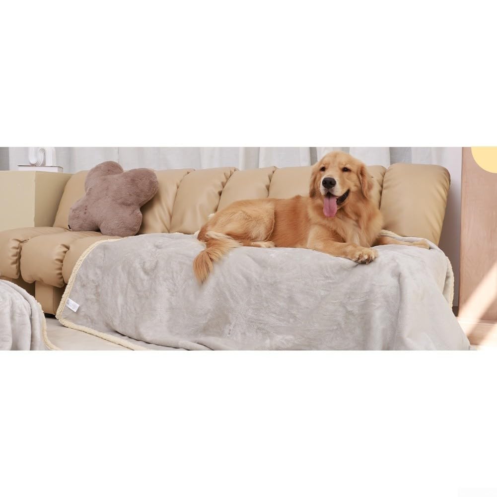 Couverture réversible imperméable pour chien en polaire Sherpa pour animal domestique, housse de protection lavable et antidérapante, 145 x 165 cm