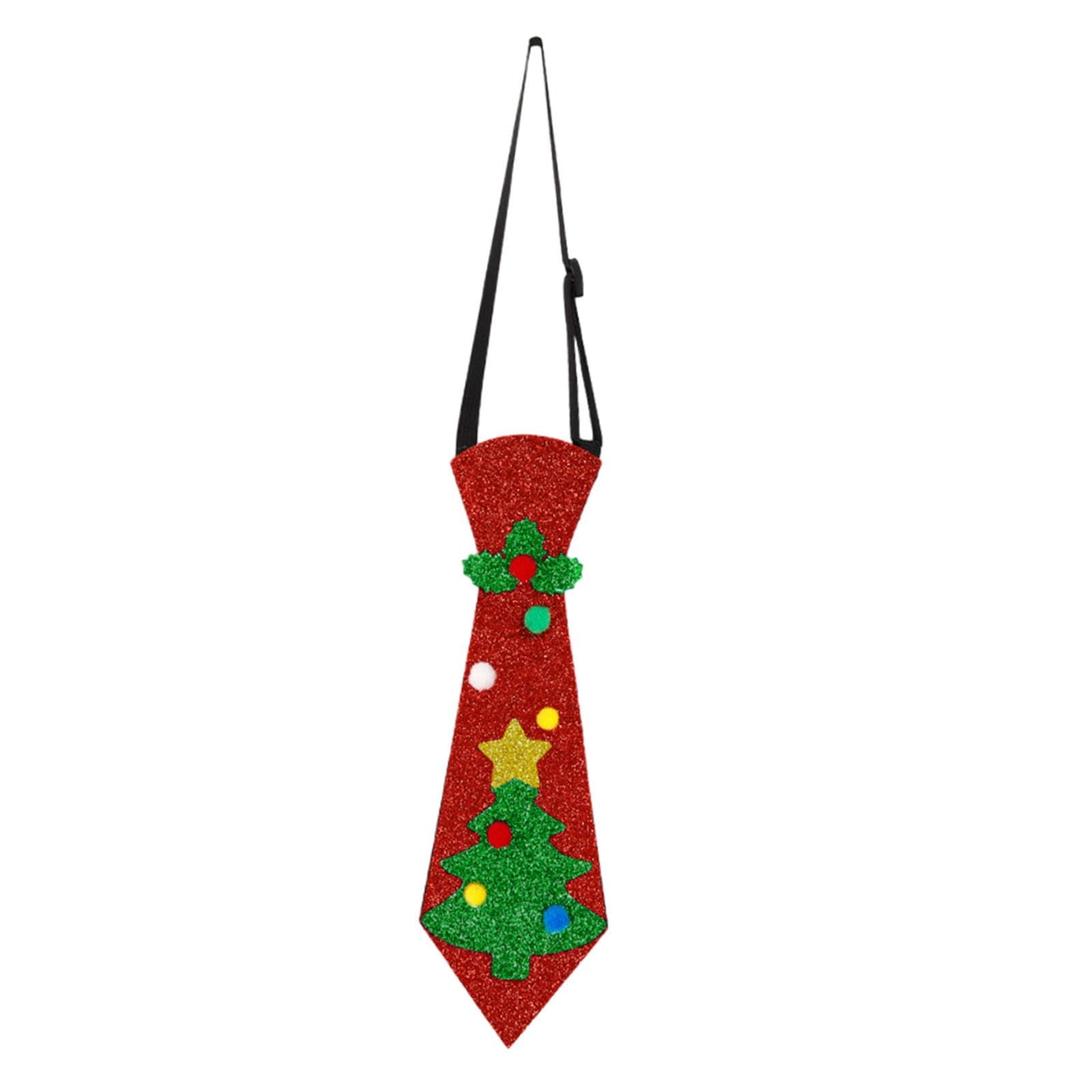 Merry Christmas Tie Fancy Dress Festive Themes Necktie for Masquerade Ages 3-10 Years Old Theme Parties Kids, Red Xmas Tree