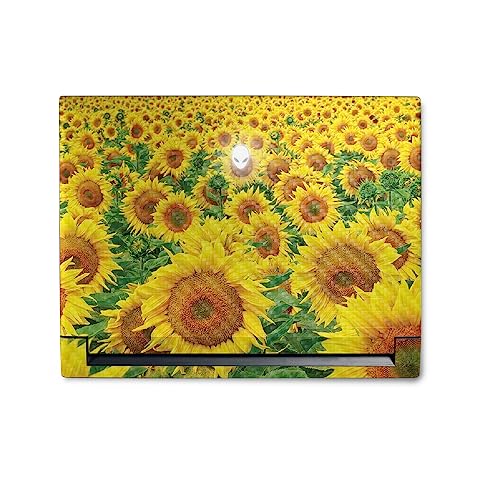 Image of MightySkins Carbon Fiber Skin Compatible with Alienware M18 R1 (2023) Full Wrap Kit - Sunflower Field | Protective, Durable Textured Carbon Fiber Finish | Easy to Apply | Made in The USA