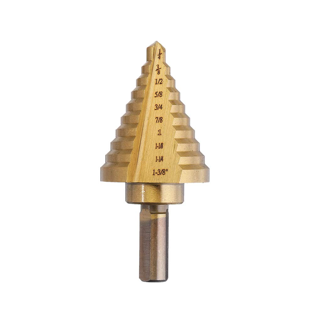 Juego de 5 brocas de 1/8-1-3/8 pulgadas, chapado en titanio para metal, madera, acero, 1#