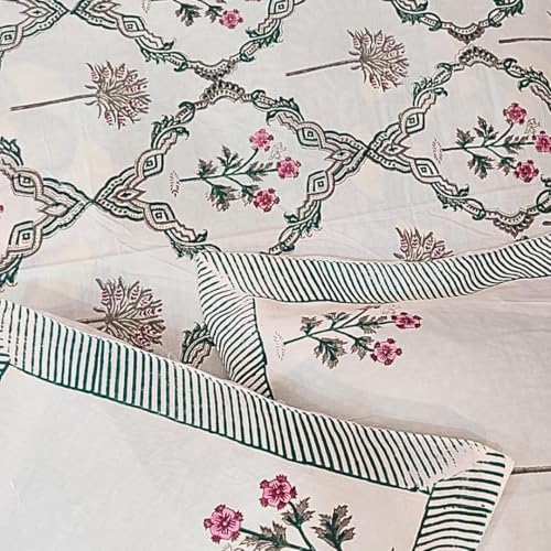 Jaipur Weaves Bedsheet King Size 100% Pure Cotton 300 TC Bed Sheet With 2 Pillow Covers, Jaipuri Soft Cozy Bedsheets Set,108X108 Inches/ 9Ftx9Ft (Queen Pink Jaal, Queen Fitted) (B0CNRTTKXP) Amazon Price History, Amazon Price Tracker