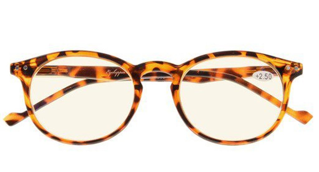 Ladies Computer Glasses Round Oval Blue Light Filter Reading Eyeglasses Women(DEMI) +0.5