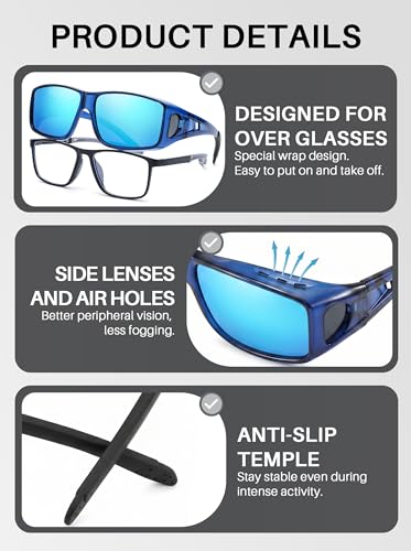 Image of IGnaef Fit Over Sunglasses for Men Polarized Wrap Around glasses with UV Protection IF0312