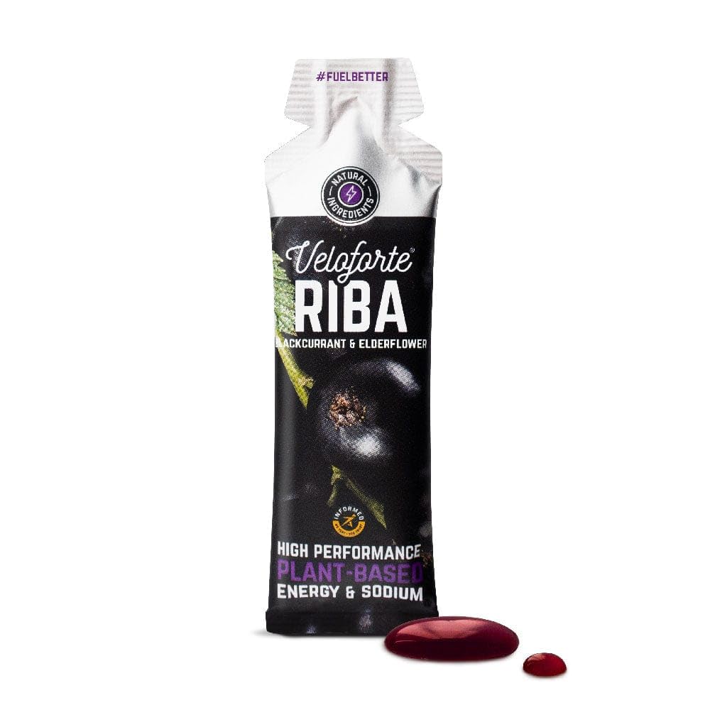 Riba Natural Energy Gels 9 Pack Blackcurrant, 22g Dual Source Carbs, Fast Release Energy with Electrolytes, Vegan & Gluten Free, for Running, Marathons, Cycling and Triathlons