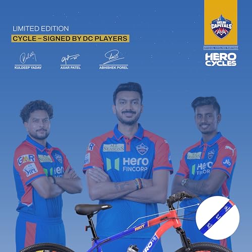Image of Hero RIOT DC 27.5T 21 Speed Mountain Bicycle for Mens | Front Suspension | Disc Brake | Frame 17.5 Inches | Blue-Red | IPL Edition | Ideal for 15+ Yrs | 95% Assembled Cycle(Ready to Ride in 5 Min)