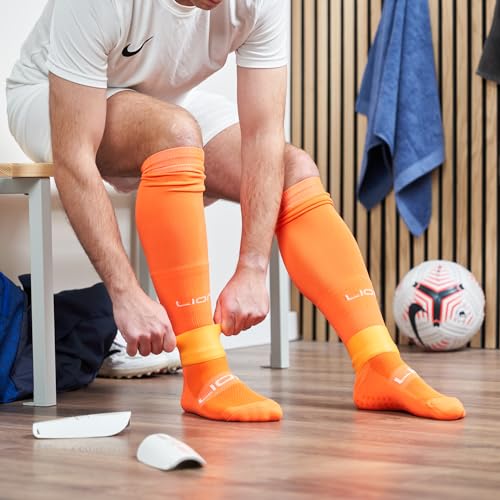 Silicone Football Leg Bands For Adults & Kids - The Tape Alternative To Hold Shin Pads In Place To Match Your Kit (Orange) - Image 2