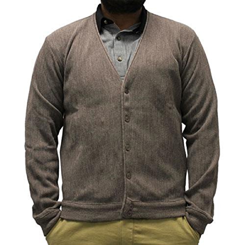 Men's L/S Links Cardigan Sweater 4000-37 (X-Large, Brown HTH)