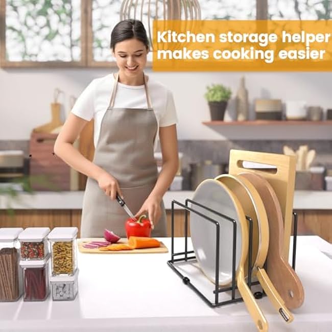 Heavy-Duty Cutting Board Organizer,5-Slot Stainless Steel Holder for Thin Pans,Baking Cookie Pan Sheets for Kitchen Cabinet Countertop Bakeware Organizer(1Pcs)