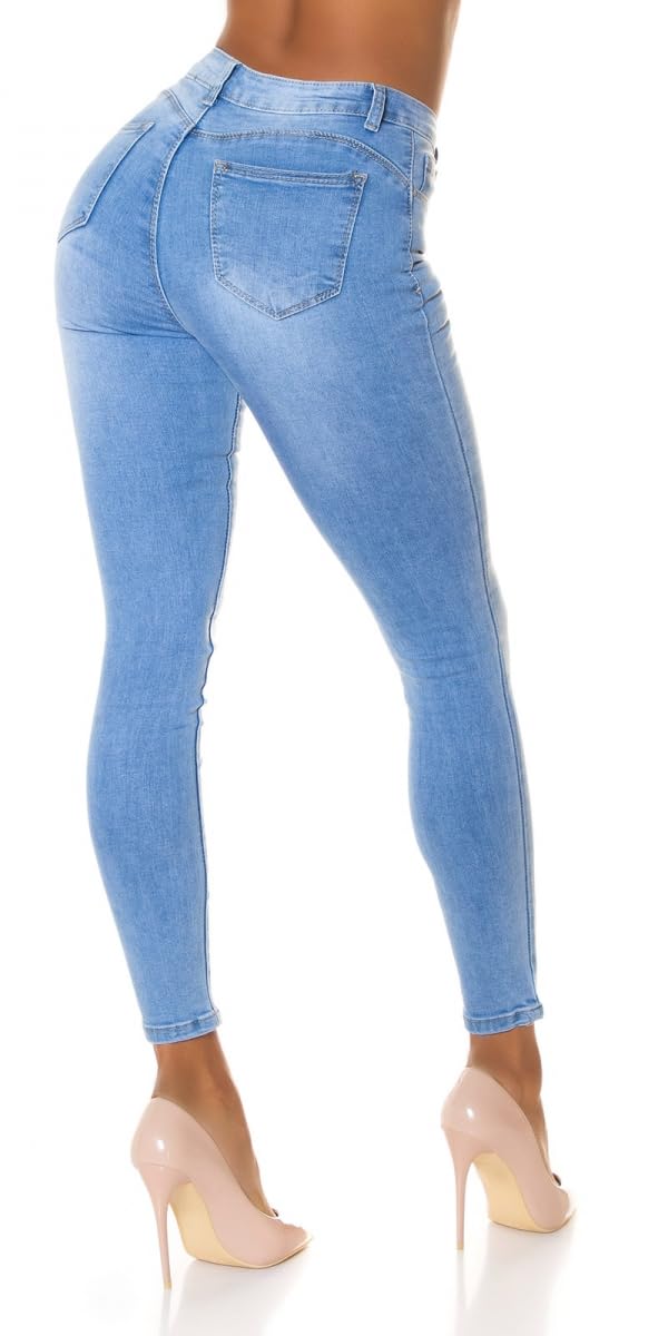 Pantalones vaqueros ajustados para mujer, cintura alta, elásticos, push up, ajustados, color azul claro S6003