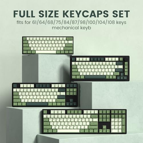 Image of dagaladoo Keyboard keycaps Set, Double Shot PBT keycaps,Cherry Profile Custom Key caps 60 65 75 100 Percent for Cherry-mx Full Size Retro Mechanical Keyboard,Matcha Green