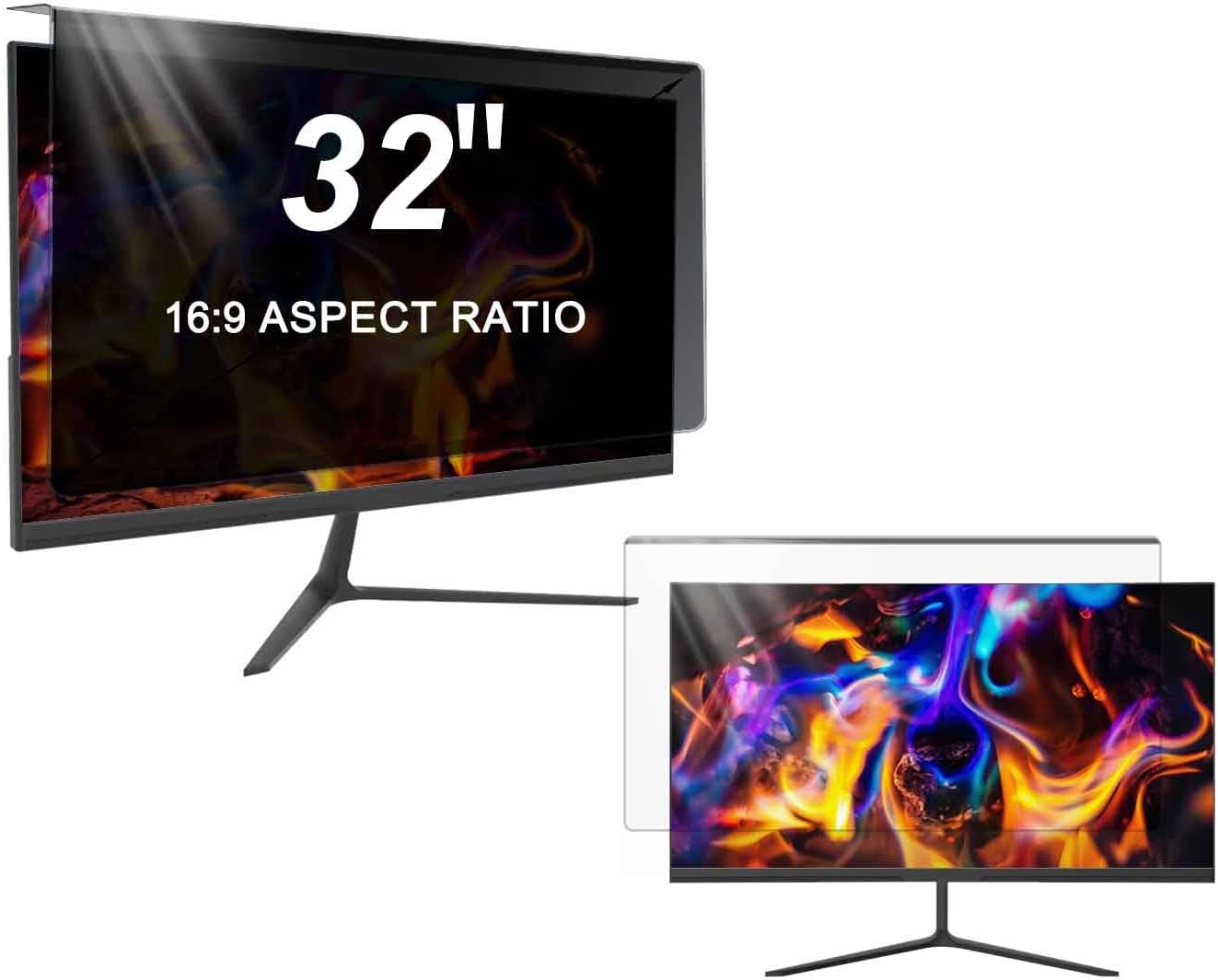 Hanging Privacy Screen for 28 Inch Desktop Monitor, Anti-Glare Blue Light Shield for Office, Anti-Scratch & Anti-Dust Monitor Filter, Removable Privacy Shield 16:9 Widescreen Display