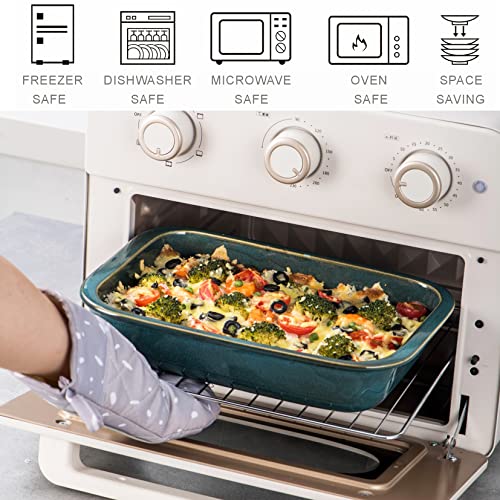 Unicasa Baking Dish Set Of 3, Ceramic Casserole Dishe Set, Deep Lasagna Pans 9 X 13 In, Oven Safe Bakeware Set, For Kitchen Cooking, Cake, Banquet And Dinner (Green) #TOP3