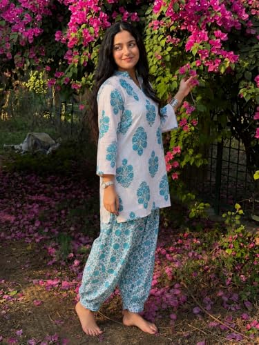 Image of ANNI Designer Afgani Salwar Suit for Women Viscose Printed | Co Ord Set for Woman | Straight Kurta Outfit Mandarin Collar Long Sleeve Ethnic Dress Stylish Womens Clothing