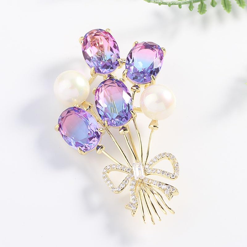 Image of Austrian Crystal Brooch Sparkling Rhinestone Brooch 18k Gold-Plated Birthstone Lapel Pin Jewelry Birthday Gifts for Women