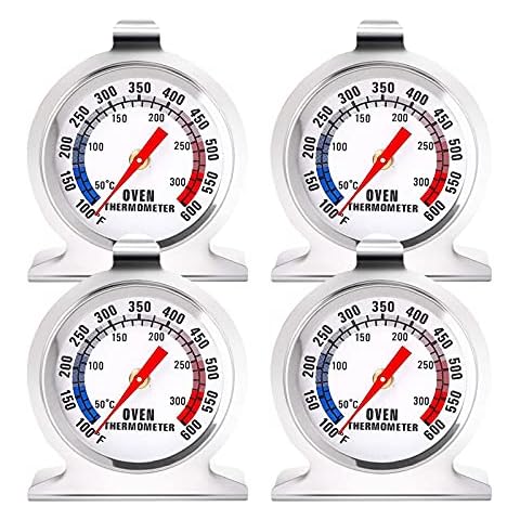 APKLVSR 4PCS Ofenthermometer, Backofen Grill Lebensmittel Kochen Thermometer Edelstahl Doppelskala Temperatur 50-300°C/100-600°F Cover