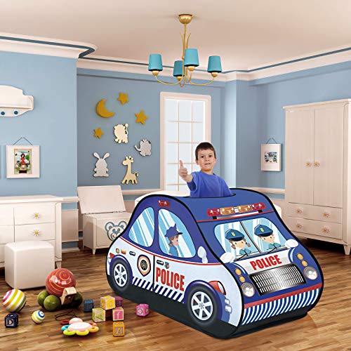 image for FUN LITTLE TOYS Police Car Pop Up Play Tent for Kids, Toy Playhouse fo