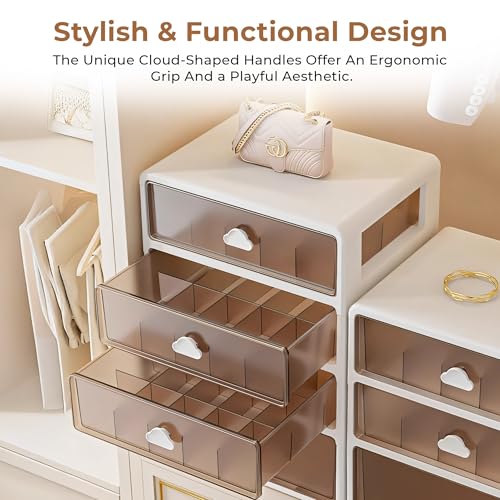 Image of HomeEssentials 4-Tier Transparent Cosmetic & Jewelry Storage Organizer - Multi-Layer Plastic Desktop Drawer Box for Makeup, Accessories & Office Supplies (Black)