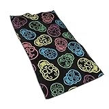 CYmaojin0 - Toalla decorativa de microfibra con diseño de calaveras mexicanas de colores superabsorbentes, 18 x 28 cm, paño de lavado perfecto para cocinas, platos, coches, trapos de secado, fiestas, playa, Blanco, Una talla