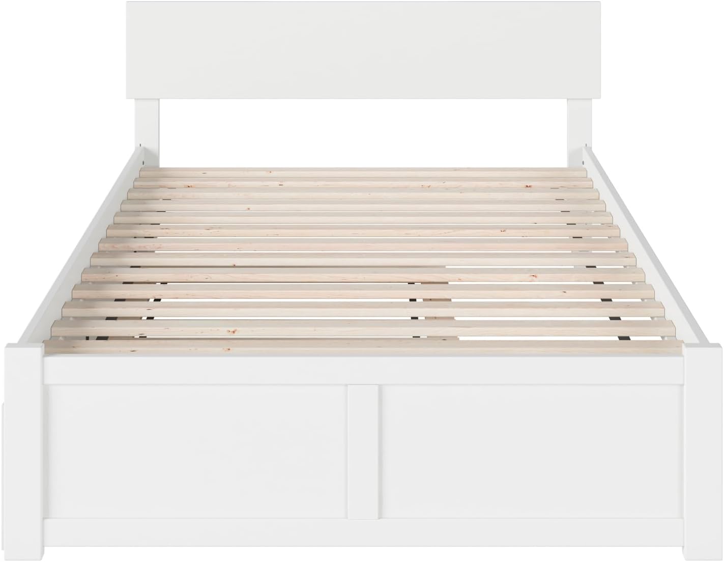 Assembled bed frame with slats