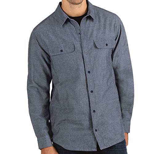 Antigua Golf Men's Official Oxford Woven Quilted Shirt Jacket, Large Navy