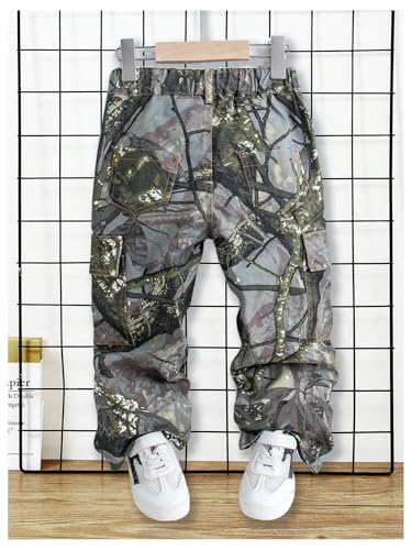 WDIRARA Boy's Zipper Fly Flap Pocket Cargo Pants Straight Leg Camo Denim Trousers2