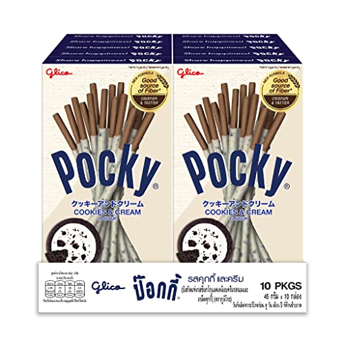 Glico Pocky Biscuit Sticks, Cookies & Cream, 1.59 oz (Pack of 10)