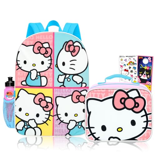 Hello Kitty Mochila com lancheira para meninas, pacote escolar e mais