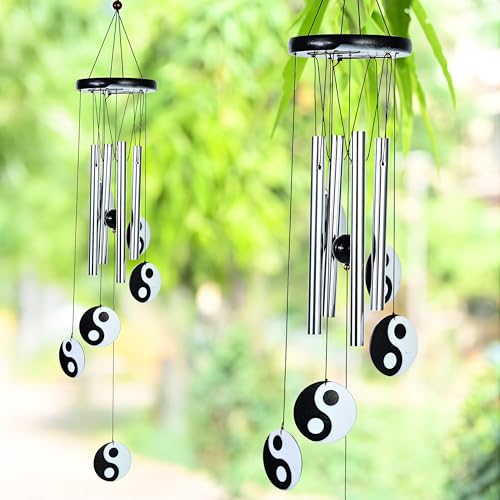 Image of ZAICUS Wind Chimes for Balcony - Elegant Wind Chime for Home Positive Energy - Yin-Yang Metal Tube Wind Chimes for Living Room, Garden, Patio & Meditation Space