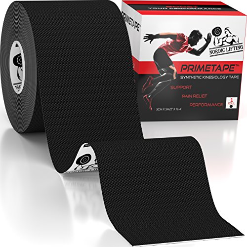 Nordic Lifting Kinesiology Tape - Pro Sports & Athletic Taping For Knee, Shin Splints, Shoulder And Muscle - 2" X 16.4' Uncut Roll (Black) #TOP20