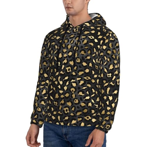 Hoodies For Men - Gold Black Leopard Print Long Sleeve Casual Men'S Hoodies & Sweatshirts Pullover With Pocket3