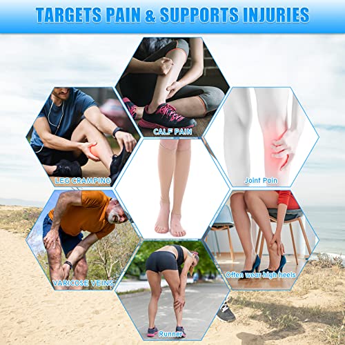 Atento 4 Pairs Calf Compression Sleeves For Women & Men - Wide Leg Footless Sleeve Compression Socks For Fitness -Support And Relief For Shin Splints, Varicose Veins, Sore Muscles + Joints, Strains (Xx-Large, Nude) #TOP1